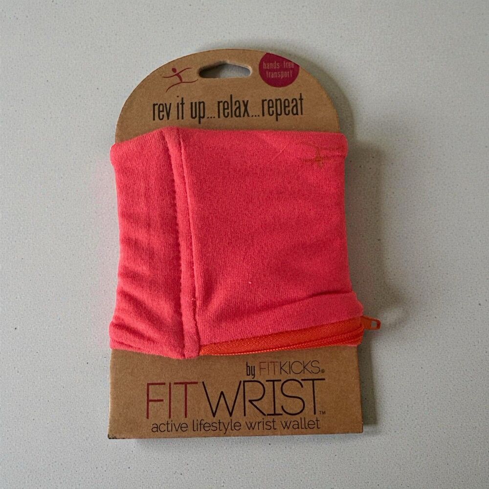 New Fit Kicks Fitwrist Active Lifestyle Wrist Wallet Coral Orange Hands Free